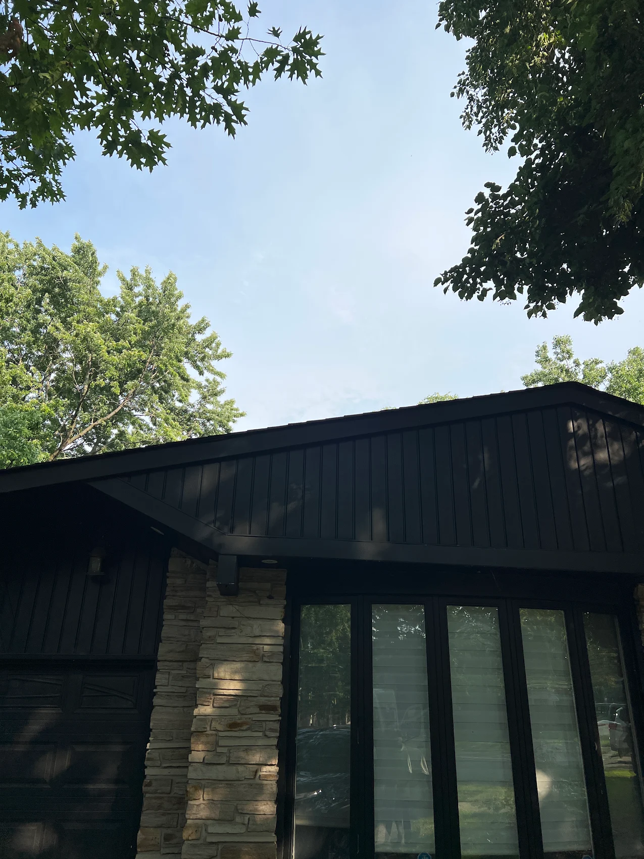 Dark metal roof, soffit and fascia